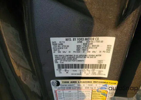 2013 Ford F150 Supercrew from USA, damaged, VIN 1FTFW1EF7DFC99971